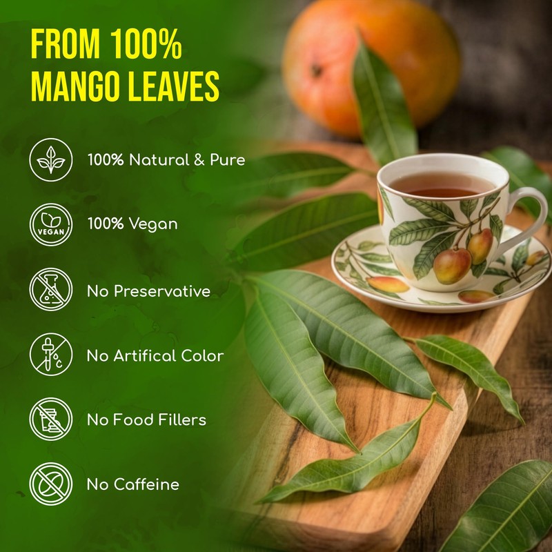 FreshDrinkUS, Premium 60+ Mango Whole Leaves Dried, 100% Natural &