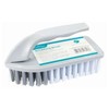 Ashley Scrubbing Brush with Handle - 14cm - White - 1x Outdoor Bathroom Shower Floor Tile Carpet Cleaning Stiff Bristle Hand Scrubber