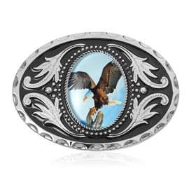 HUABOLA CALYN Belt Buckles for Men, Vintage Western Bule Flying Eagle Belt Buckle, Cowboy Custume for Men Women