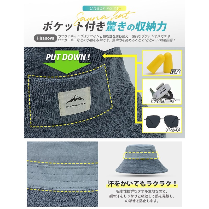 KELEVO Sauna Hat, Sauna Cap, Large, Cotton, Water Absorbent, Machine
