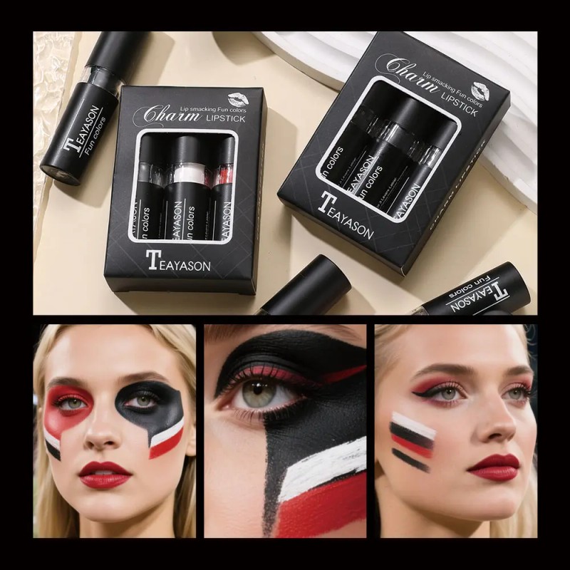 3 Regalos De Lápiz Labial Mate En Negro, Impermeables