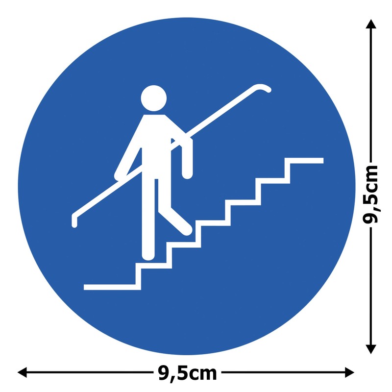 Please Use Handrail Stickers 9.5 cm Stair Railing Mandatory Sign