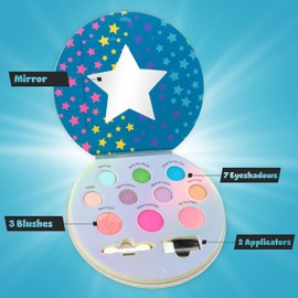 Expressions Galaxy Love Glisten & Glitter Makeup Palette 10 Color Eyeshadow Palette & Blush Makeup Novelty Beauty Set, Fold Out Compact with Mirror, Cute Makeup Kit Gifts for Girls Aesthetic Makeup - Washable, Non-Toxic
