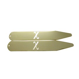 Kiola Designs Gold Toned Etched Greek Letter Chi Collar Stays
