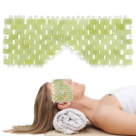 ideayard Gemstone Jade Eye Mask - 100% Natural Jade Sleeping Mask (Large, Dark Green)