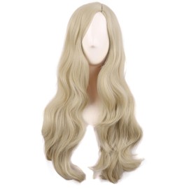 MapofBeauty 28 Inch/70 cm Cosplay Long Wavy Curly Synthetic fiber Side Bangs Anime Fashion Party Hair Wig (Blonde)