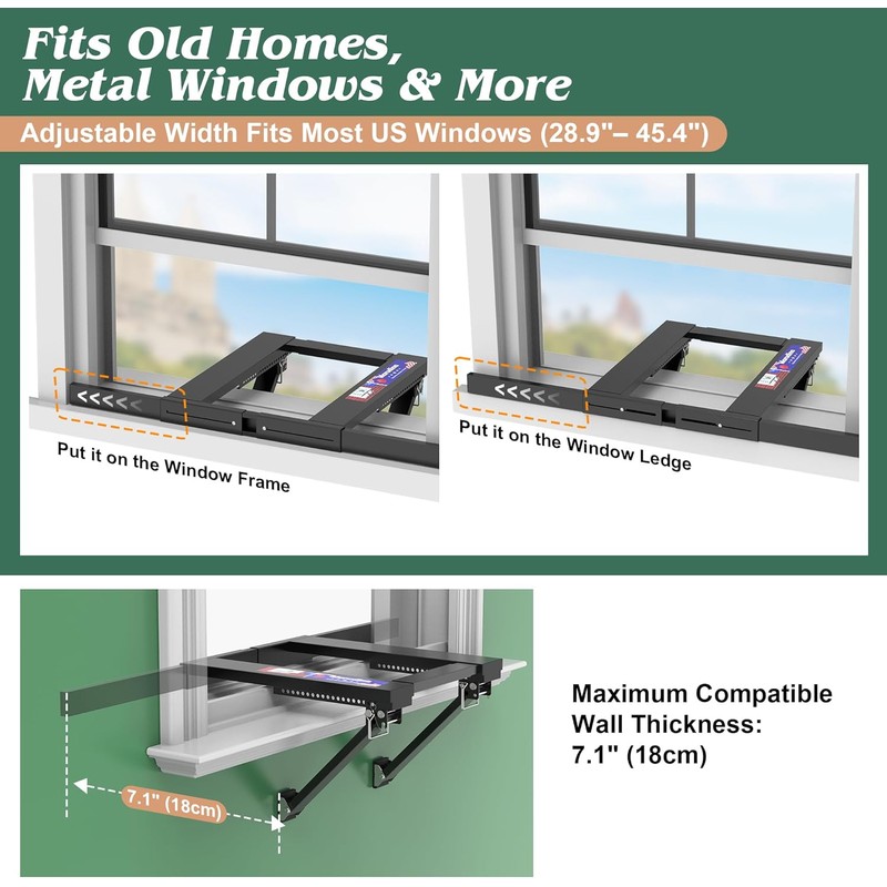 Marudina Upgraded No-Drill Window AC Bracket, Adjustable Window Air Conditioner