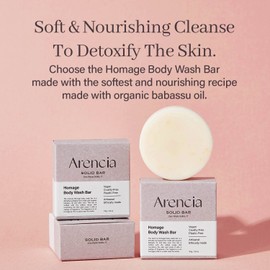 ARENCIA Homage Natual Body Soap Bar for Softer Skin – Jojoba Oil, Castor Oil for Soothing, Hydrating, Body and Facial Cleanser, Plastic-Free, Eco-friendly, Vegan, Sustainable