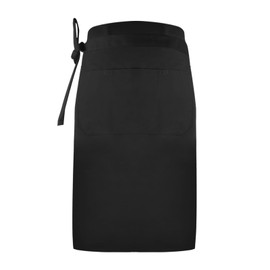 Kaslaider Half Waiter's Apron, Adjustable Cooking Apron, Unisex Apron Waist with Large Pocket, Front Tie Apron for Restaurant, Home, Bar, Cafe, 70 x 70 cm, black