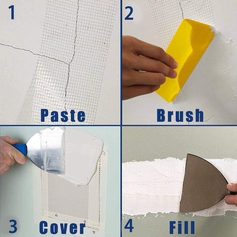 QILIMA Self-Adhesive Fiberglass Drywall Joint Mesh Tape, Fiber Mesh Crack