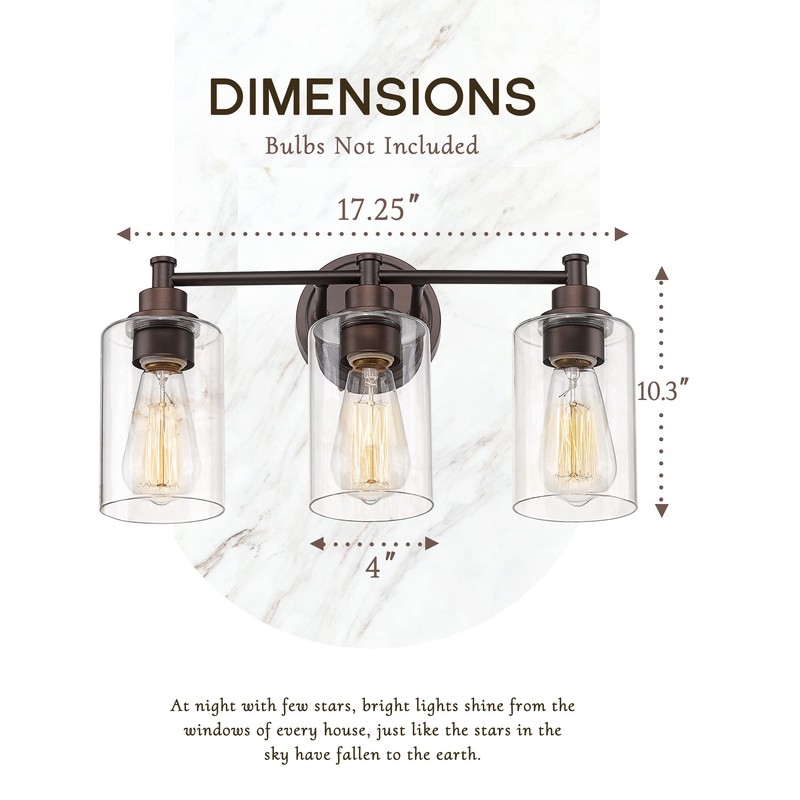 FEMILA 3-Light Vanity Light,Farmhouse Bathroom Light Fixtures,Metal Wall Sconce with