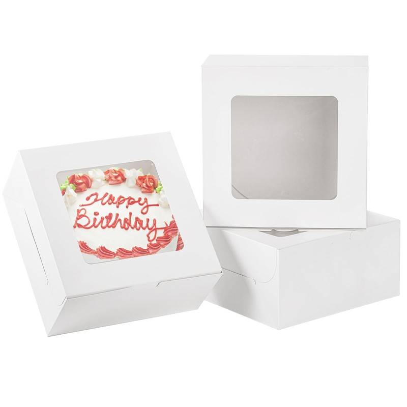 AVLA 20 Pack Cake Boxes with Window, 10 Inch Bakery