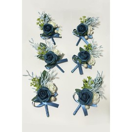 BECIEM - 6 piezas de boutonniere gris para hombres, pasadores de boutonniere grises para hombres, padrinos de boda invitados, boutonniere, flores artificiales para decoración de boda, graduación y
