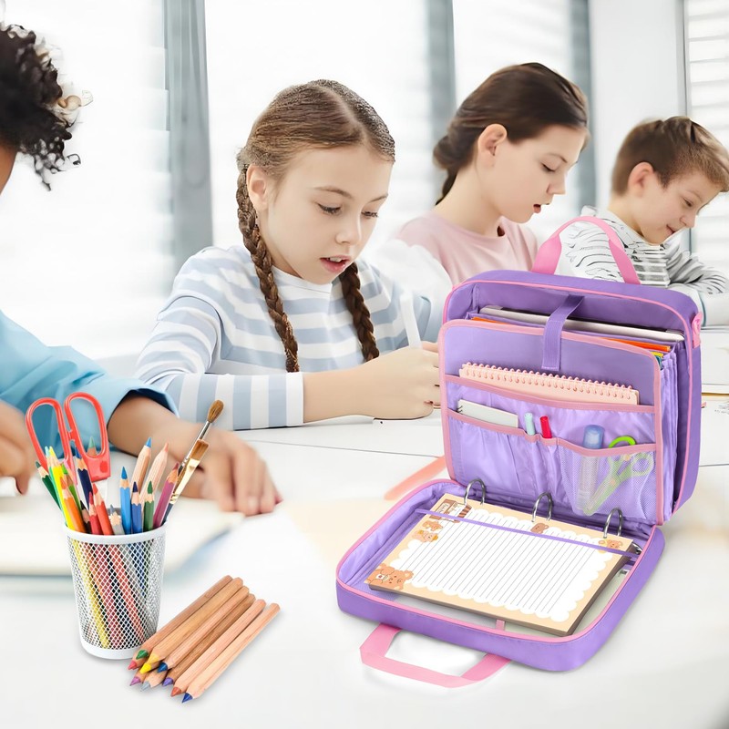 YARWO Zipper Binder Bag for Boys and Girls, 3 Ring