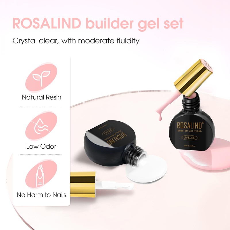 ROSALIND Builder Gel for Gel Nails 2 Colours Milky White