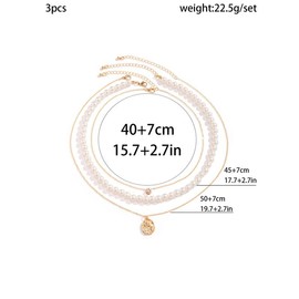 Faux Pearl Decor Pendant Necklace (3pcs/set), Multi-layer Necklace, Elegant All-match Jewelry for Men & Women, Classic Fashion Accessories for Daily Wear