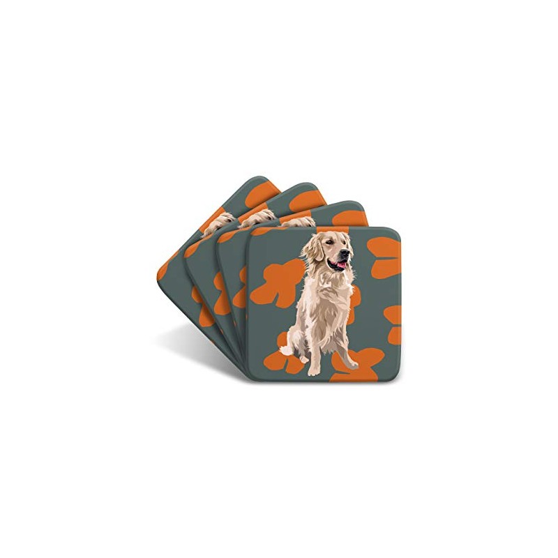 Golden Retriever Coaster Set by Artist Leslie Gerry - Set