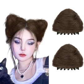QUUPY 2Pcs Cat Ears Hair Donut Chignon Claw Clip Hair Bun Space Bun Cat Ears Bun Hair Extensions Hair Bun Claw Clip Accessory Ponytail Hairpieces for Women and Girls