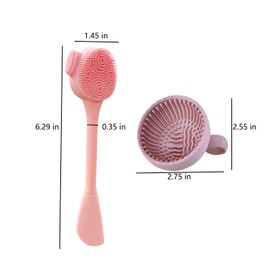 Combination of Silicone Facial Mask Applicator, Cleaning Brush, Exfoliating Brush and Makeup Brush Cleaning Bowl, Makeup Brush Cleaning Pad,for Facial Care and Makeup Removal (Pink)