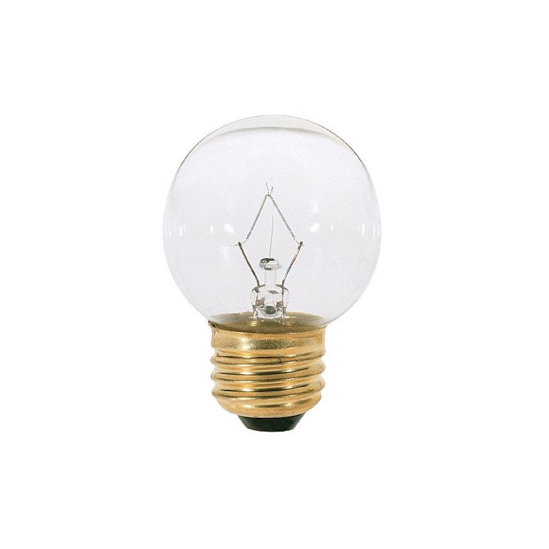 Satco S3838 120V Medium Base 25-Watt G16.5 Light Bulb, Clear