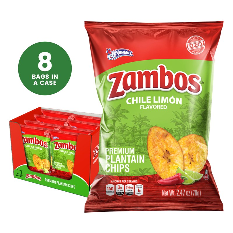 Zambos Plantain Chips Chile Limon, 2.47 Oz (Pack of 8)