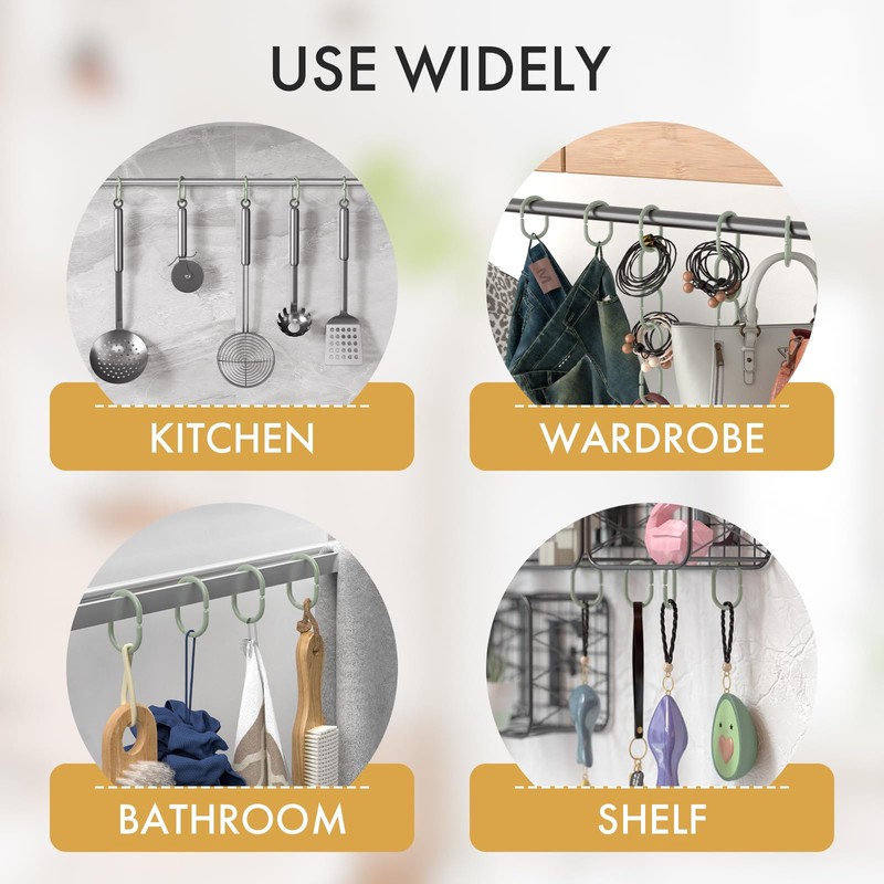 Amazer Shower Curtain Hooks Rings, 24 Pcs Shower Curtain Rings,