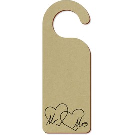 'Mr & Mrs Hearts' 200mm x 72mm Door Hanger/Sign (DH00045824)