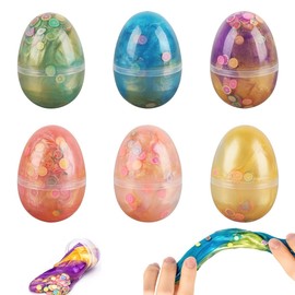 Hillylolly Slime Eggs Set, 6 Pieces Slime Children, Slime Easter, Slime DIY, Clear Glue Slime, Fluffy Slime, Crystal Clay, Easter Gift, Anti-Stress Toy for Adults and Children