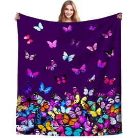 Magazasi Butterfly Blanket Beautiful Butterflies Gifts Throw Blanket Ultra Soft Blankets Lightweight Cozy for Women Girls Kids Adults 50"X40"INCH