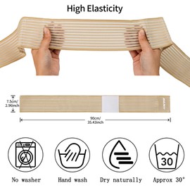 YEEKORO Elastic Knee Support Bandage, Knee Compression Strap, Ankle Support Brace/Adjustable Calf CompressionStrap/Knee Elbow Wrist Bands for Men and Women (Beige,90cm)