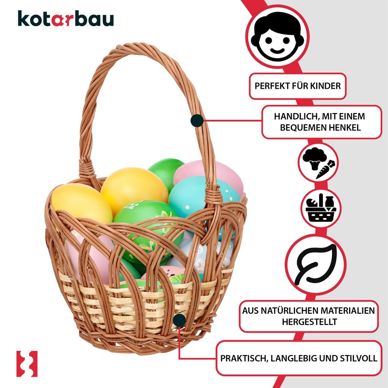 KOTARBAU® Wicker Basket with Handle Children's Easter Basket with Handle
