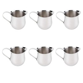 Stainless Steel Bell Shaped Creamer Jugs, Pitchers for Pouring Cream & Milk, Set of 6, 3oz Capacity, Mini Jugs for Coffee, Milk, Sauces etc