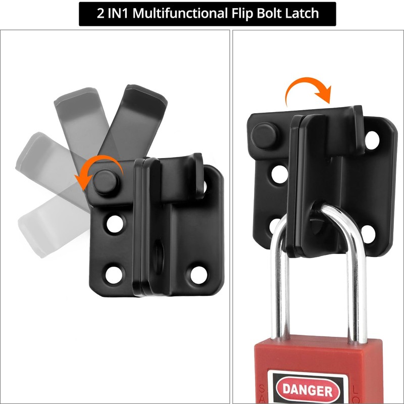 QWORK® Shed Lock, Stainless Steel Gate Latch, Left Open Bolt