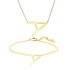 Joctly Juego de 2 Collares con Colgante de Inicial Grande con Letras del Alfabeto y Monograma para Mujer