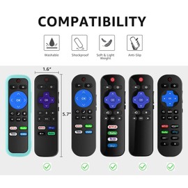 Wevove 3 Pack Remote Case for Roku, Cover Compatible with TCL Roku Smart TV Steaming Stick Remote, Roko TV Remote Cover Silicone Protective Controller Universal Sleeve (Glow Yellow&Orange&Sky Blue)
