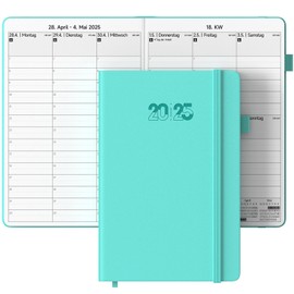 JAYSOO® Calendar 2025 Weekly Planner 21 x 14.5 cm Daily Plan and Timetable, 12 Month Diary Hardcover (Jan-Dec. 2025) for Work, Learning and Family Plan - Teal Green
