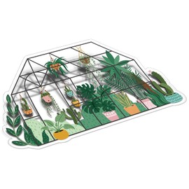 (3Pcs) Plants in Greenhouse Clear Sticker Botanical Lover Decal Waterproof Vinyl Stickers Adult for Laptop Kindle Car Tumbler Water Bottle Mug Phone Notebook Gift for Gardener - Size 3”x1.8”