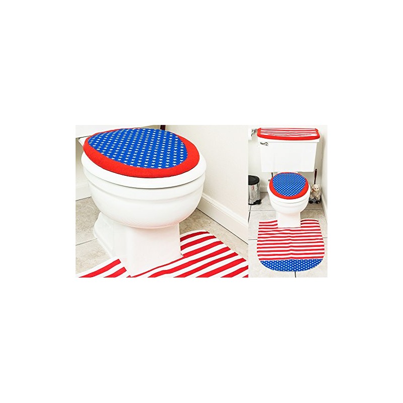 Lexi Home Patriotic Toilet Seat Cover & Rug Bathroom Accessory