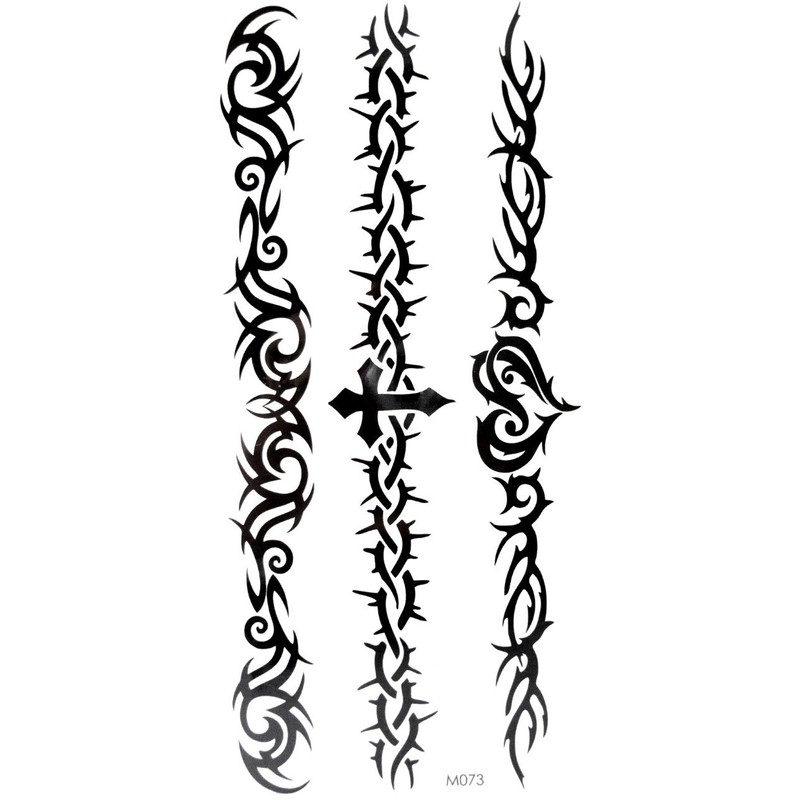 10 Christmas Temporary Tattoos Ephemeres Black Maori Non-Toxic (20CMX12 cm).