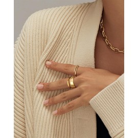 HABIKIP Gold Rings for Women, Stackable Chunky 14k Gold Plated Rings Set for Women Non Tarnish Stacked Stack Stacking Band Rings Trendy Cubic Zirconia Womens Rings Size 8 Fashion Jewelry for Women