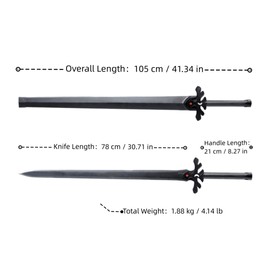 Sword Valley SAO Sword of The Night Sky - 105 cm/41.34" - Blade Carving Rune Symbols - Carbon Steel Blade - Hand Forged with Exquisite Details - Cosplay Prop Anime Sword