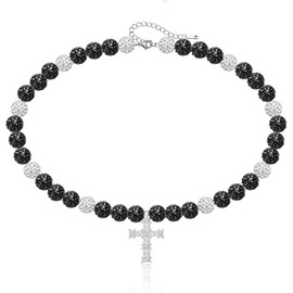 TYQSY 16-18 Inch Baseball Necklaces, Rhinestone Bead Necklace, Baseball Cross Necklace for Men, Adjustable Drip Necklaces, Athletic-Inspired Baseball Jewelry for Team Lovers Fans