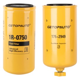 GETOPAUTO 1R-0750 Fuel Filter & 175-2949 Fuel/water Separator Filter Kit Compatible with Fass Lift Pump Replaces P551313 P550920 BF7633 P550847 FS19683 33005