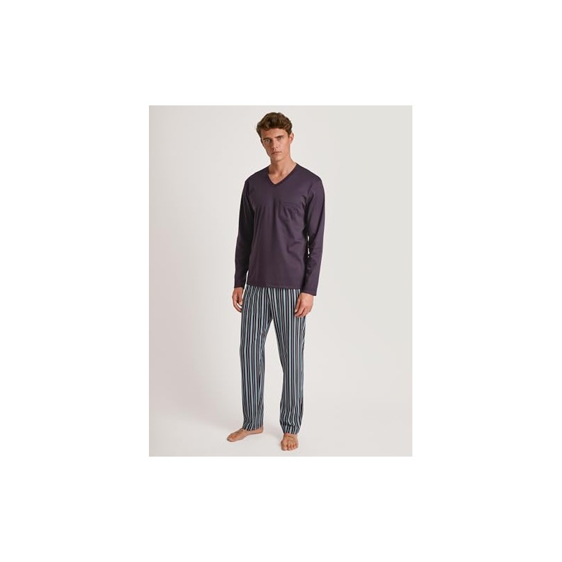 CALIDA Relax Streamline Men's Short Pyjamas 100% Cotton, plum
