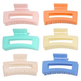 CHAOBANG Hair Clip Claw,Candy Color,6pcs Rectangular Colorful Hair Clips for thin/thick/long/short/curly hair,Summer vibe,Hawaiian style，Meet all Your Needs,Strong Grip and Non-slip