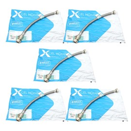 5X WRAS Approved 300mm 15mm Compression with Isolation Valve x 1/2" Flexible Pipe Connector Stainless Steel Braided