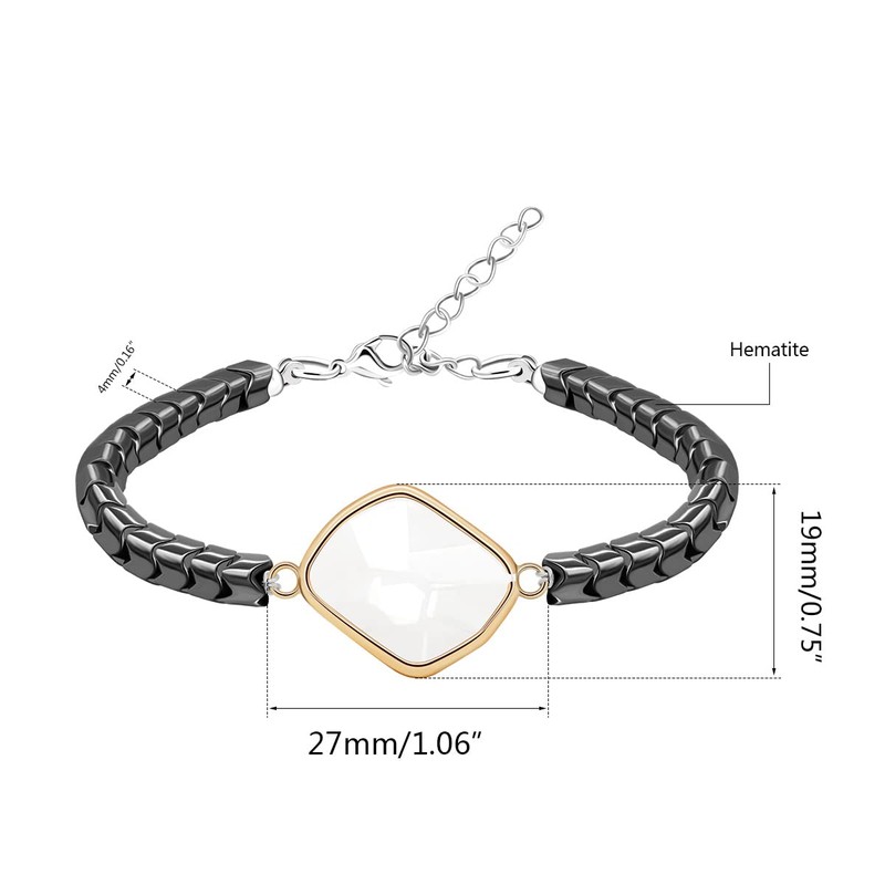 Healing Therapy Hematite Stone Bracelet with for Women with Adjustable
