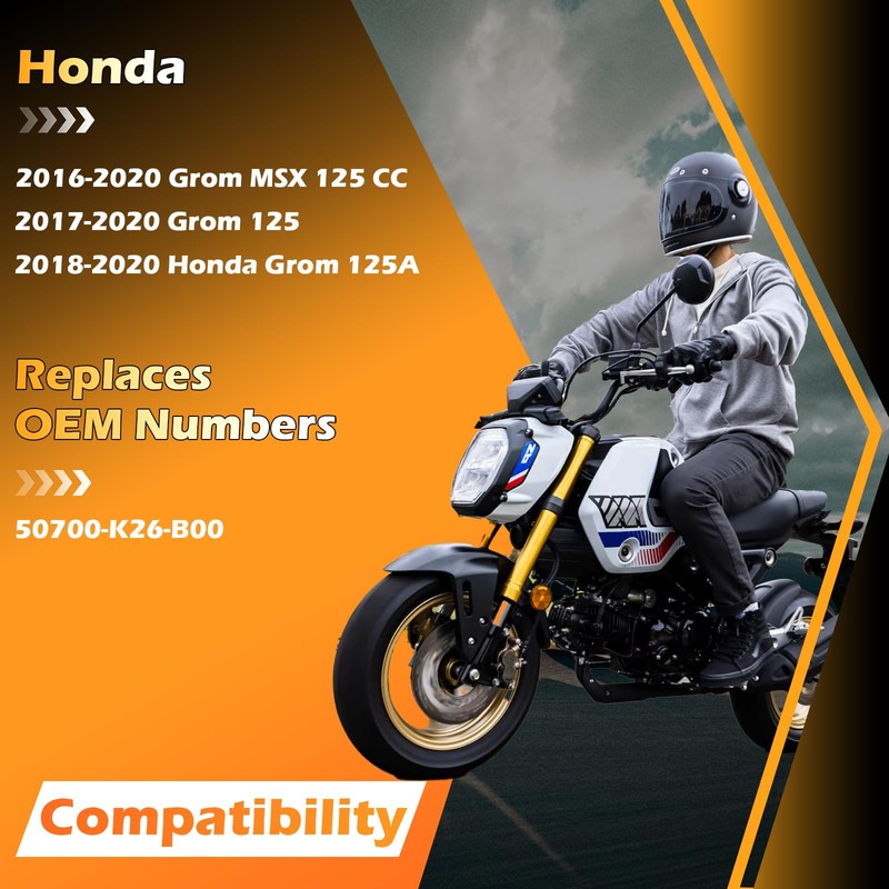 Footpegs Assembly Footrest Kit Fit for 2016-2020 Honda Grom (Black,