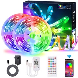 ALED LIGHT 20 m / 65.6 ft Bluetooth LED Strips, Music Sync Flexible Colour Changing RGB 5050 600 LEDs Rope Light Strips Kit LED Stripes with IR Remote Control App for Home, DIY Decoration