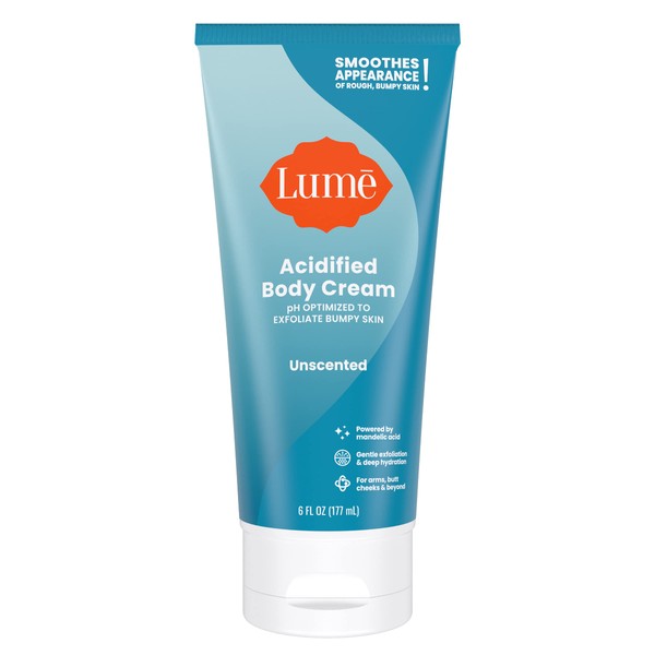 Lume Acidified Body Cream - Smooth Appearance of Rough, Bumpy Skin - Paraben Free, Lanolin Free, Skin Safe - 6 ounce (Unscented)